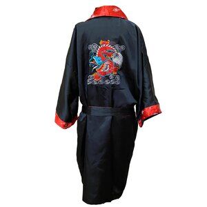 Vintage reversible silk bathrobe from China with a dragon